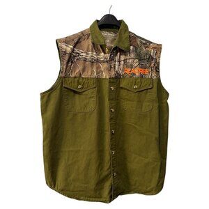RealTree Camo Men's Button-Up Collared Cut-Off‎ Vest - Size Medium 100% Cotton